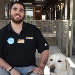 picture of CUbiC member Bryan Duarte and his guide dog Dixon